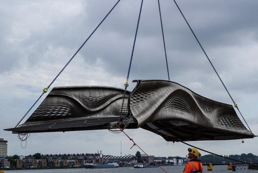 World’s first 3D-printed steel bridge opens in Amsterdam