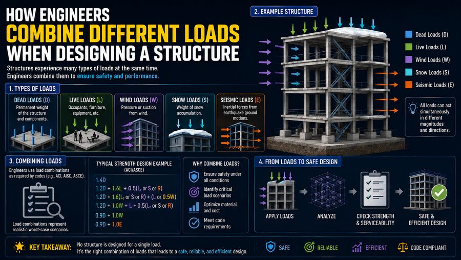 ๐๏ธ How Engineers Combine Different Loads When Designing a Structure