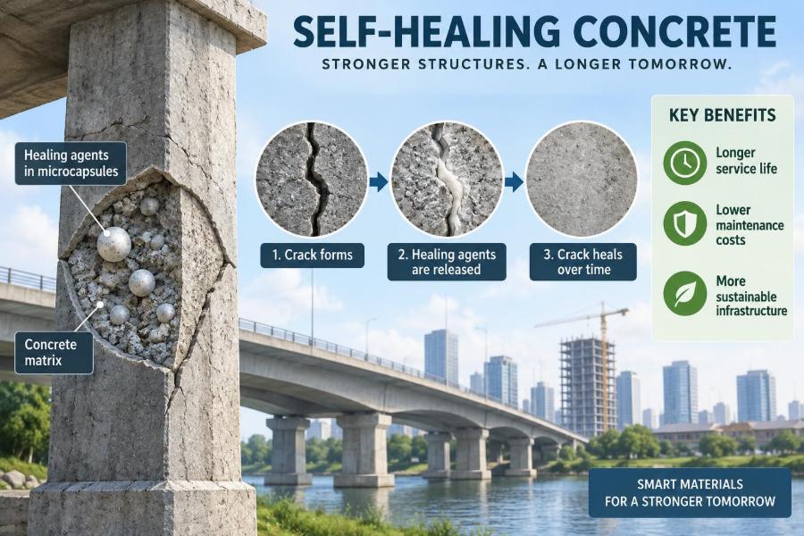 🏗️ Breakthrough in Construction: How Self-Healing Concrete Could Extend the Life of Structures