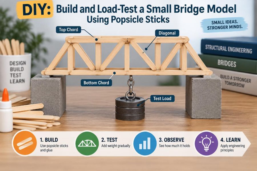 🏗️ DIY: Build and Load-Test a Small Bridge Model Using Popsicle Sticks