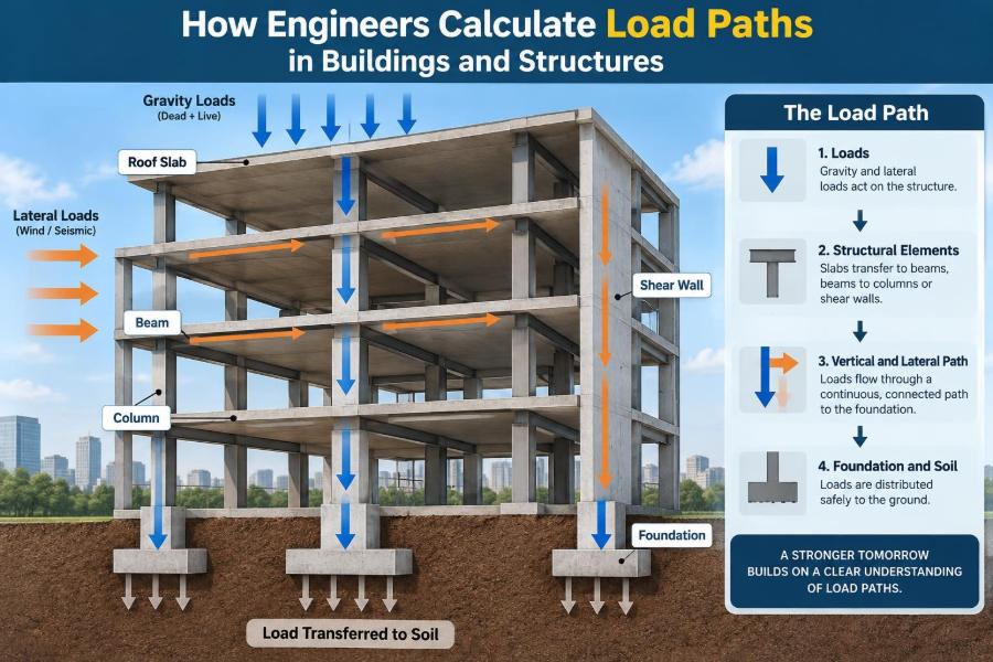 🏗️ How Engineers Calculate Load Paths in Buildings and Structures