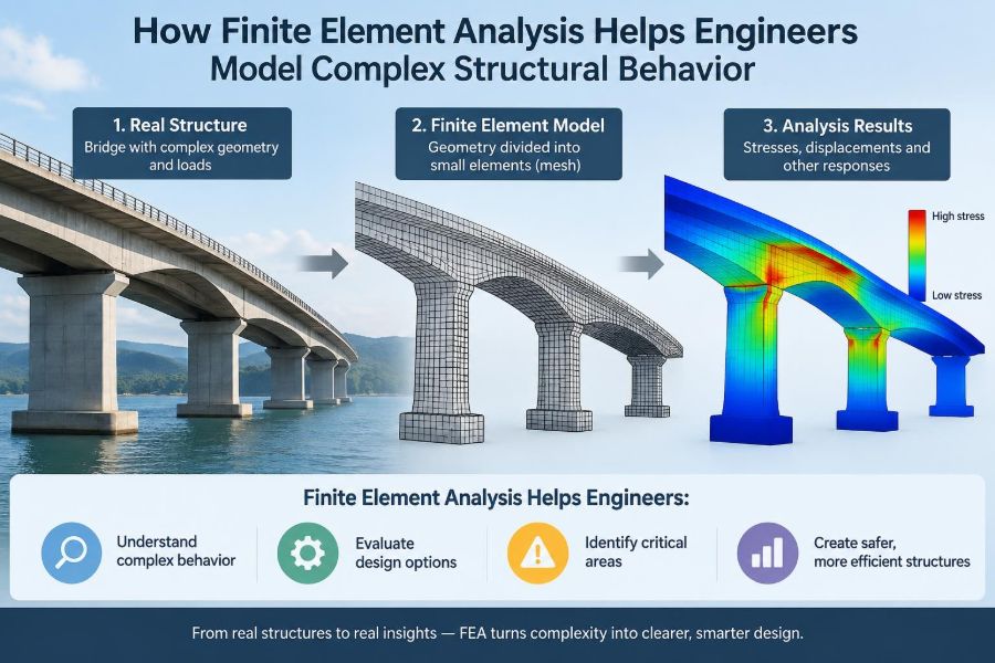 ๐ How Finite Element Analysis Helps Engineers Model Complex Structural Behavior