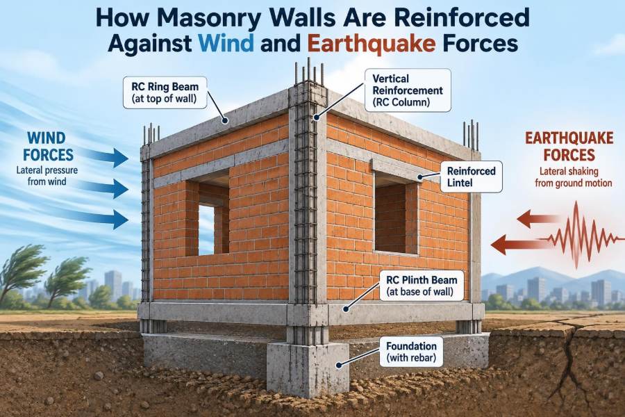 🧱 How Masonry Walls Are Reinforced Against Wind and Earthquake Forces