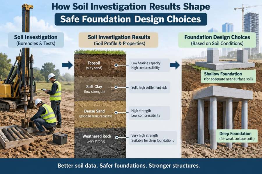 🌍 How Soil Investigation Results Shape Safe Foundation Design Choices
