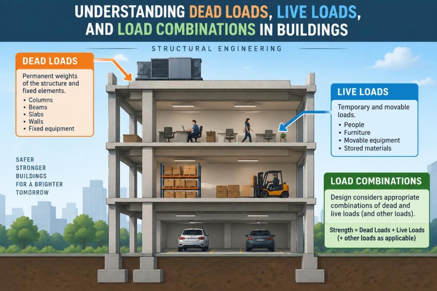 🏗️ Understanding Dead Loads, Live Loads, and Load Combinations in Buildings