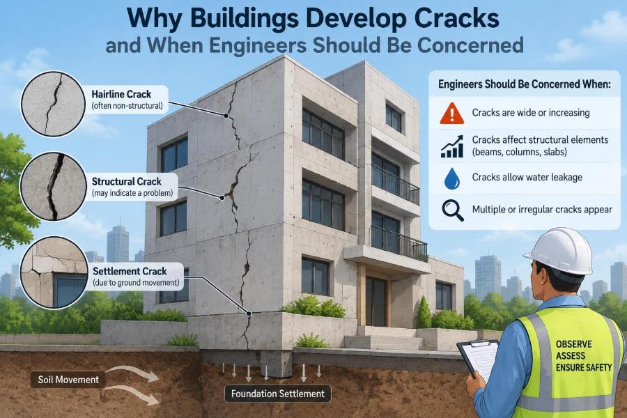🏢 Why Buildings Develop Cracks and When Engineers Should Be Concerned