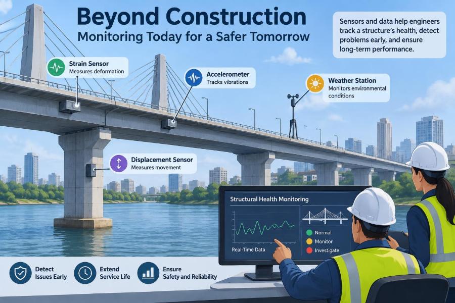 🏗️ After Construction Ends: How Engineers Monitor a Structure for Long-Term Performance