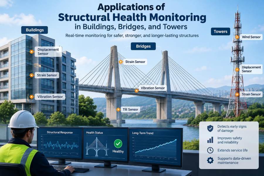 🏗️ Applications of Structural Health Monitoring in Buildings, Bridges, and Towers