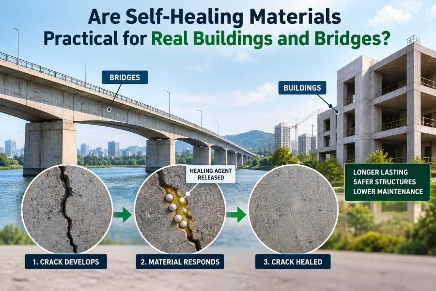 🏗️ Are Self-Healing Materials Practical for Real Buildings and Bridges?
