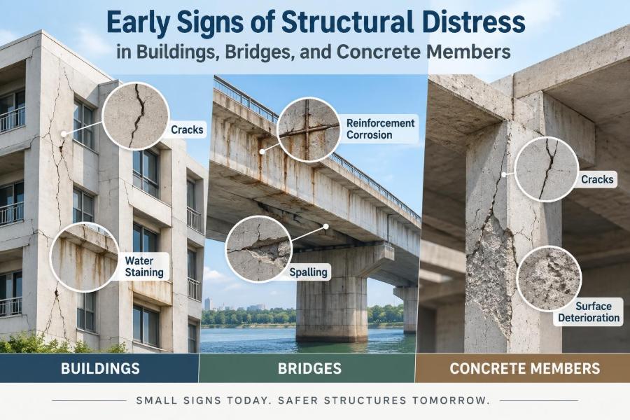 🏗️ Early Signs of Structural Distress in Buildings, Bridges, and Concrete Members