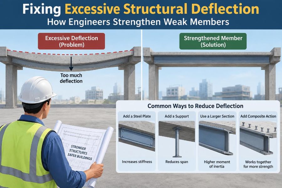 🏗️ Fixing Excessive Structural Deflection: How Engineers Strengthen Weak Members