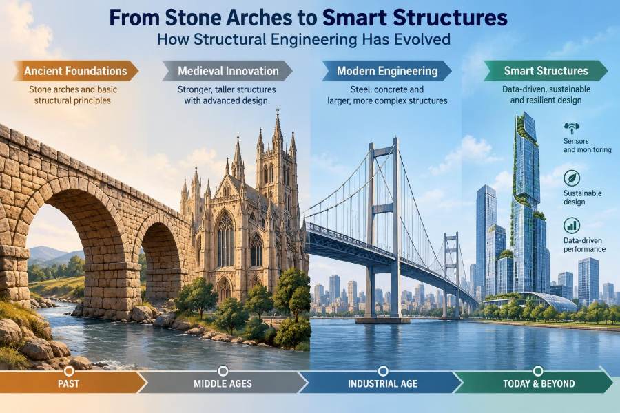 🏗️ From Stone Arches to Smart Structures: How Structural Engineering Has Evolved
