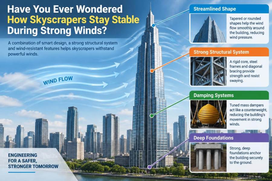🏗️ Have You Ever Wondered How Skyscrapers Stay Stable During Strong Winds?