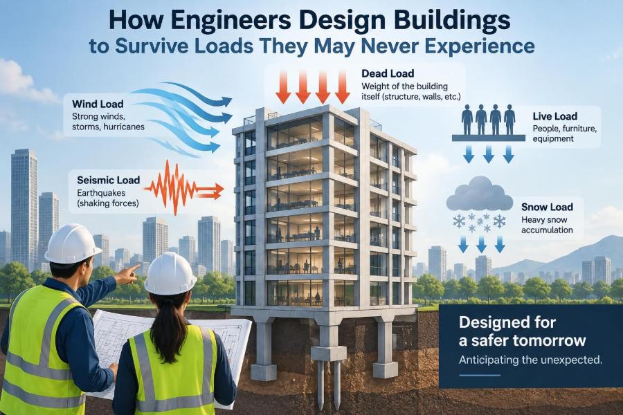 🏗️ How Engineers Design Buildings to Survive Loads They May Never Experience
