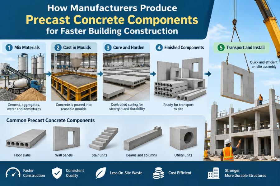 ๐๏ธ How Manufacturers Produce Precast Concrete Components for Faster Building Construction