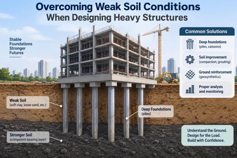 🏗️ Overcoming Weak Soil Conditions When Designing Heavy Structures