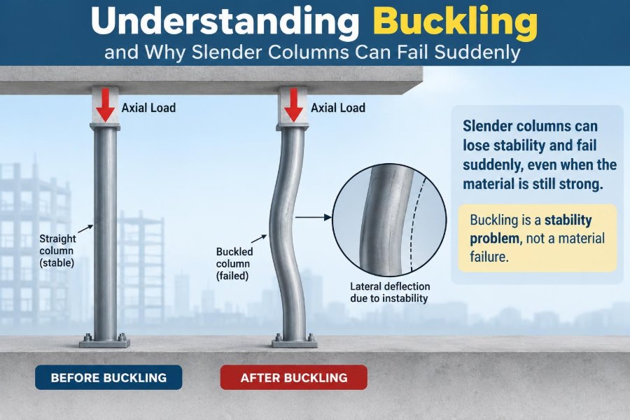 🏗️ Understanding Buckling and Why Slender Columns Can Fail Suddenly