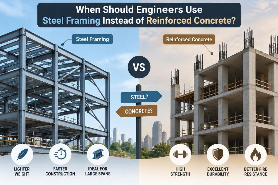🏗️ When Should Engineers Use Steel Framing Instead of Reinforced Concrete?