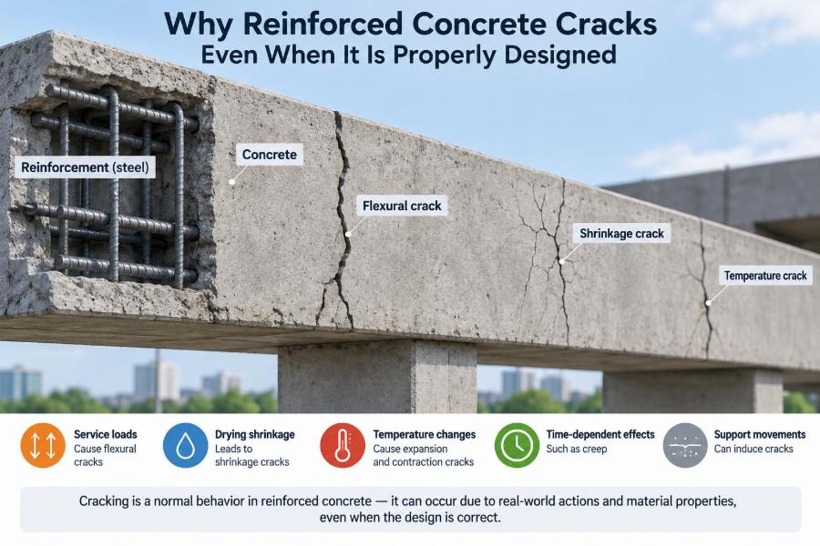 🏗️ Why Reinforced Concrete Cracks Even When It Is Properly Designed